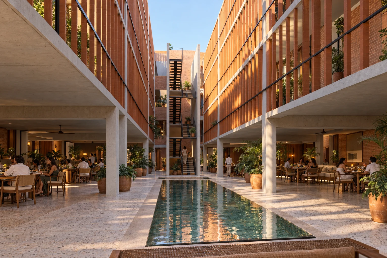 Hotel courtyard — La Fábrica del Río