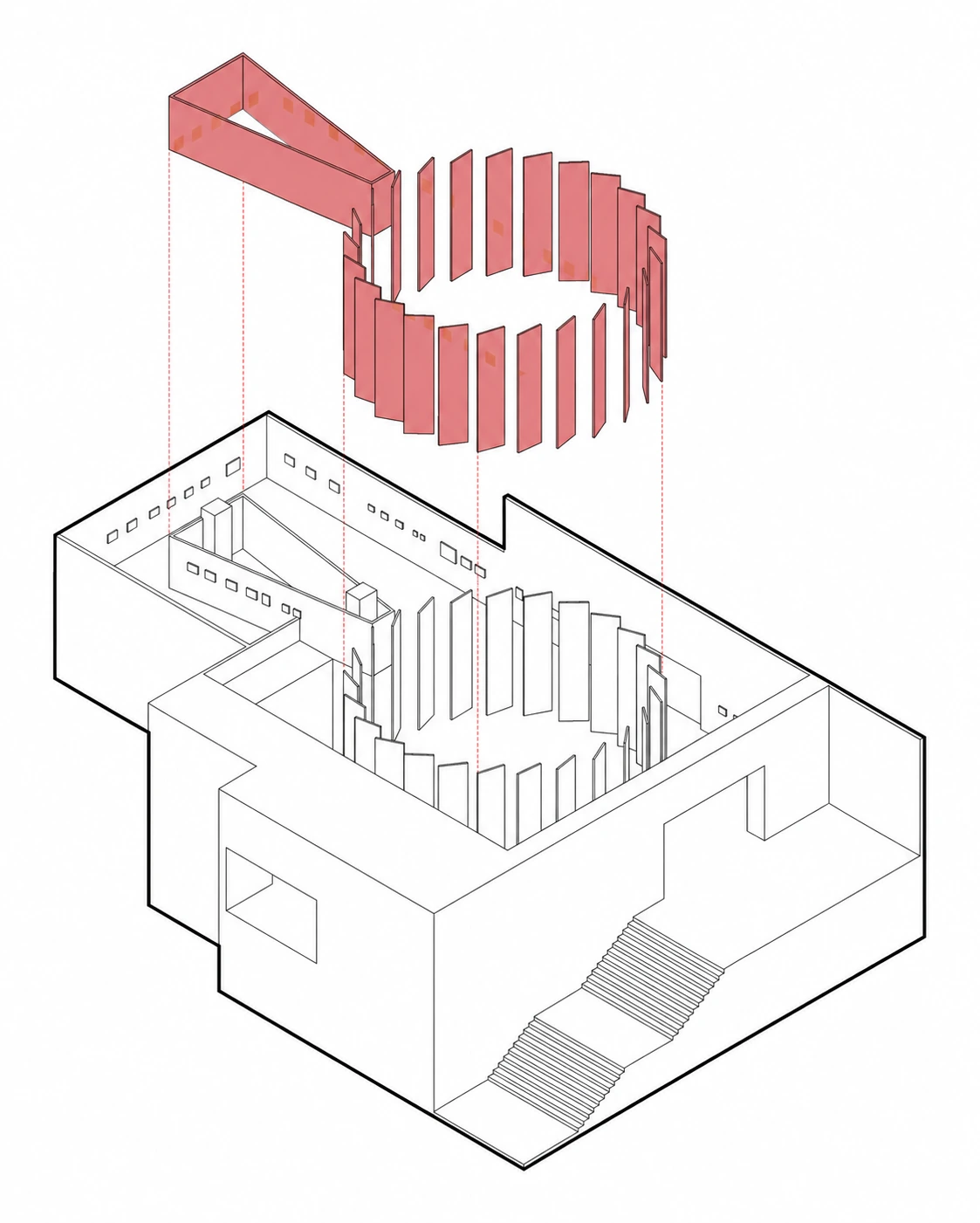 exploded view of the central ring