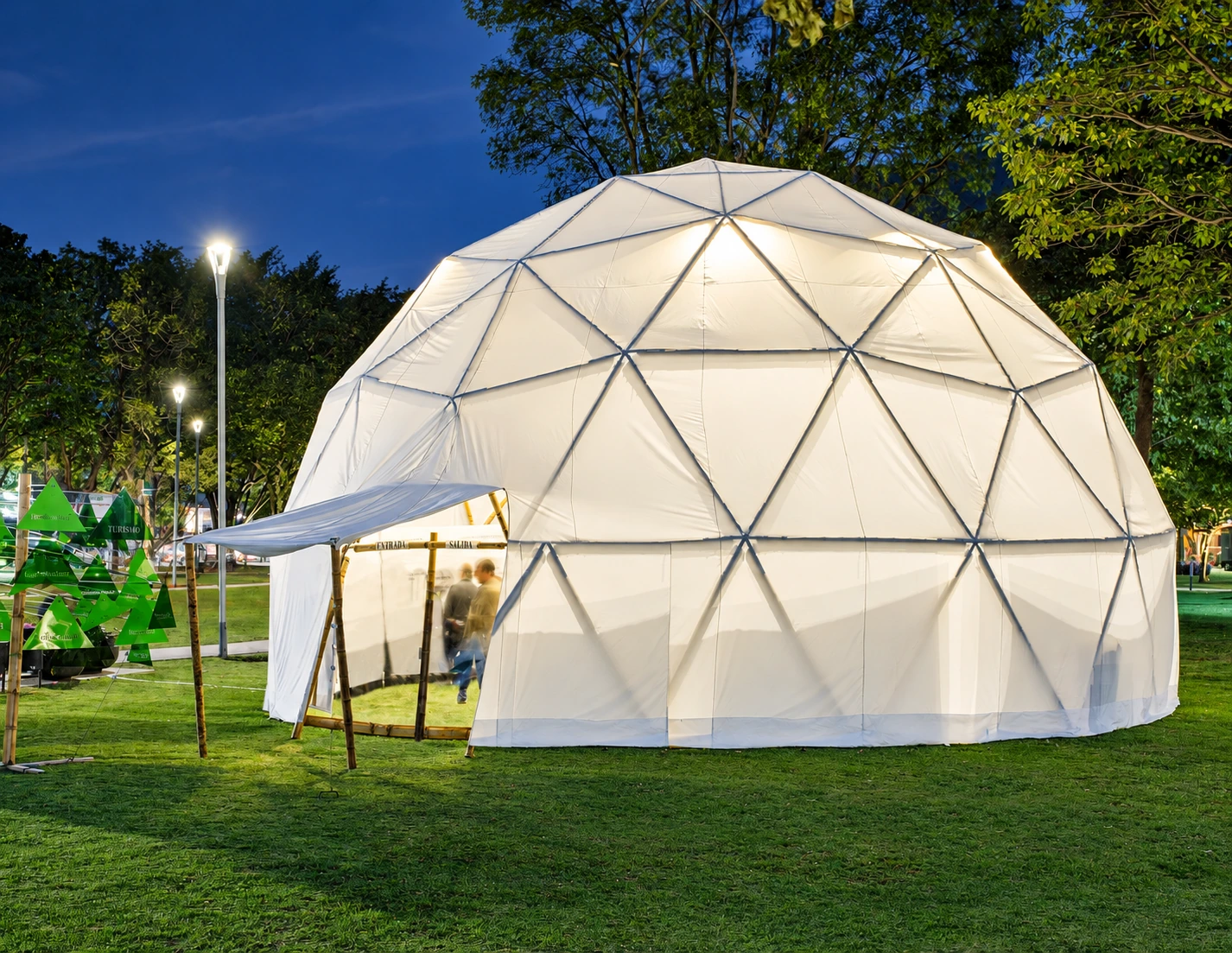 the dome lit at night — Peace is with you
