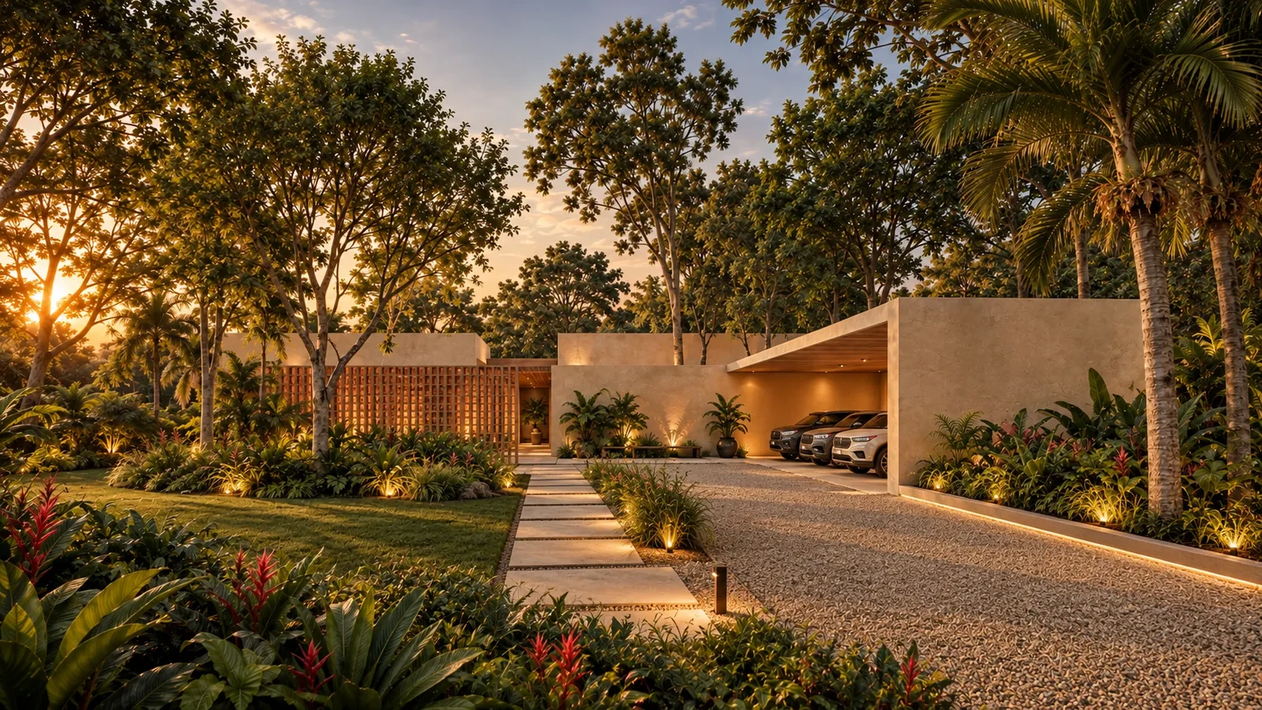 Llegar entre árboles